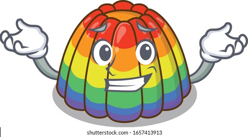 süßer Grinningregenbogen-Gelee-Maskottstil