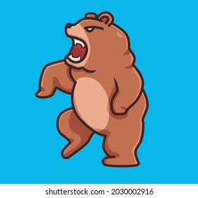 cute grizzly bear brown angry standing. cartoon animal nature concept Isolated illustration. Flat Style suitable for Sticker Icon Design Premium Logo vector. Mascot Character