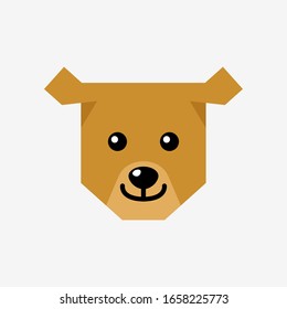 Cute Grizzly Bear, Flat Bear Head Icon or Logo Design Vector