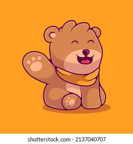 cute grizzly bear illustration suitable for mascot sticker and t-shirt design