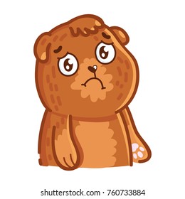 Cute Grizzly Bear: sad, weeping, sobbing, sorrow, unhappy, dismal, depressing emotions. Set of characters in vector hand drawn style, doodle cartoon illustration. As logo, mascot, sticker, emoji