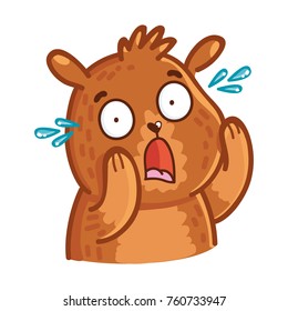 Cute Grizzly Bear: shocked, surprised, astonished, amazed, dazed emotion. Set of characters in vector hand drawn style, doodle cartoon illustration. As logo, mascot, sticker, emoji