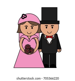 cute groom and bride icon image 