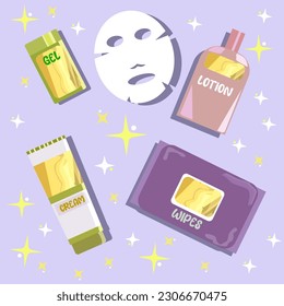 Cute grooming kit, jars of tissues for the daily routine