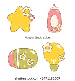 Cute Groovy Back to School, Vector Illustration