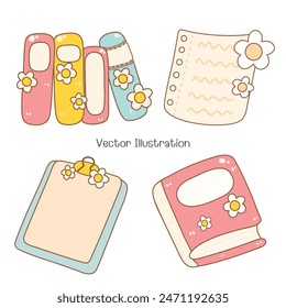Cute Groovy Back to School, Vector Illustration