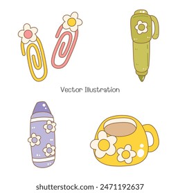 Lindo Groovy Volver a la escuela, Ilustración vectorial