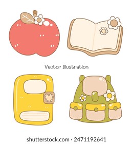 Cute Groovy Back to School, Vector Illustration