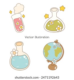 Lindo Groovy Volver a la escuela, Ilustración vectorial