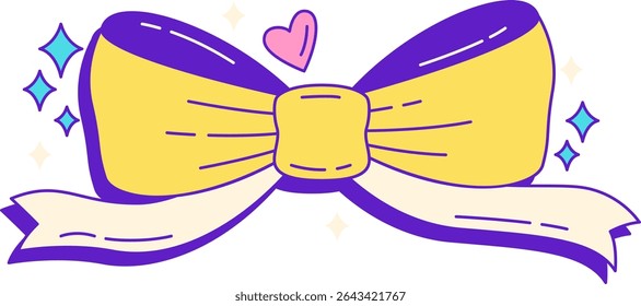Cute Groovy Birthday Fun Flat Illustration. Party Icon Concept Isolated