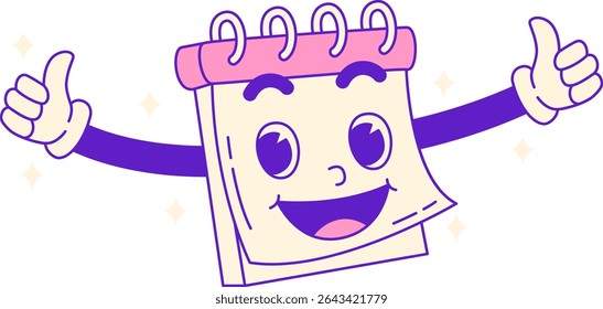 Cute Groovy Birthday Fun Flat Illustration. Party Icon Concept Isolated