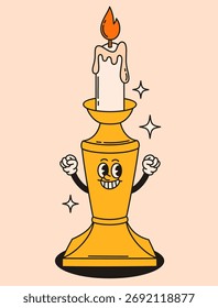 Personagem de vela groovy bonito. Ilustração de vetor plano.