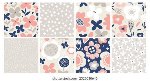 Flores gruovy sin costura, con chispas, patrón hippie de onda psicodélica con flores de margarita. Fondo retro con daisias, conjunto de vectores estéticos estéticos florales y funky