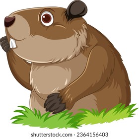 A cute groundhog cartoon character isolated on a white background