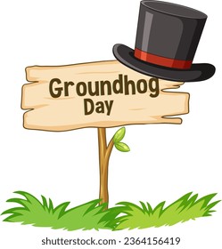 A cute groundhog cartoon with a Groundhog Day banner