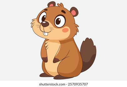 Cute Groundhog Cartoon Vector Illustration Isolated on white background
