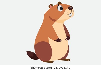 Cute Groundhog Cartoon Vector Illustration Isolated on white background
