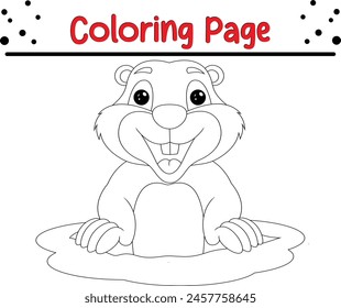 cute groundhog coloring book page for kids.