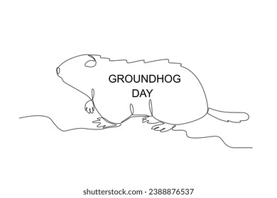 A cute groundhog. Groundhog day one-line drawing