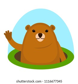 Cute groundhog icon. Flat illustration of cute groundhog vector icon for web design