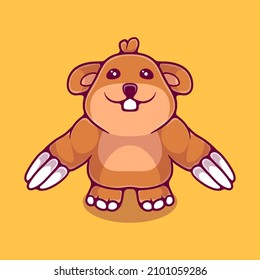 cute groundhog illustration groundhog day. Suitable for mascot designs, t-shirts, cartoons, banners, and more for groundhog day