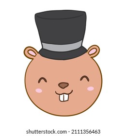 cute groundhog illustration groundhog day. Suitable for mascot designs, t-shirts, cartoons, banners, and more for groundhog day