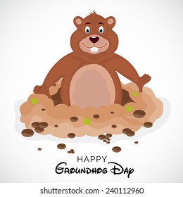 A Cute groundhog out of a hole.