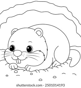 Cute Groundhog outline coloring page