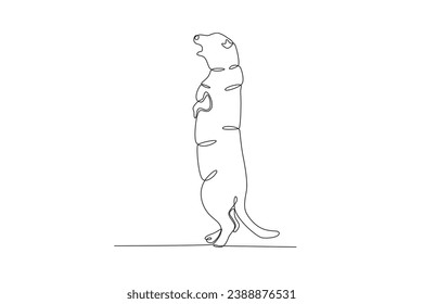 A cute groundhog stands on both feet. Groundhog day one-line drawing