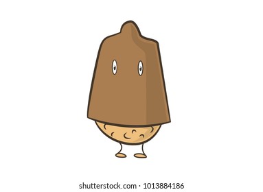 Cute Groundnut Character hiding face with a packet . Vector Illustration. Isolated on white background.