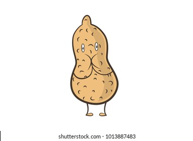 Cute Groundnut Character Quiet. Vector Illustration. Isolated on white background.