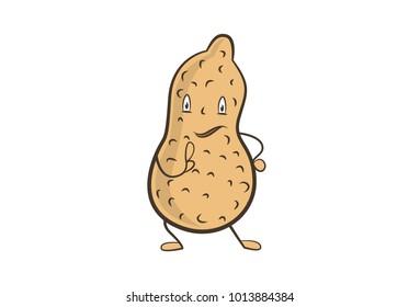 Cute Groundnut Character . Vector Illustration. Isolated on white background.