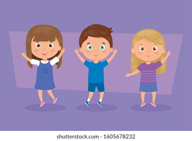 cute group of children characters vector illustration design