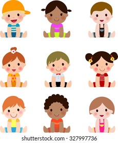 Cute group of children collection