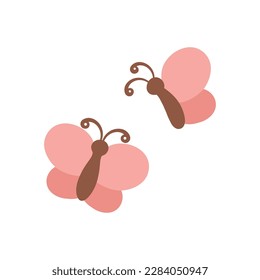 Cute Group of Flying Butterflies Cartoon. Spring Summer Nature Vector Illustration