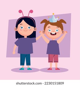 cute group of girls happy