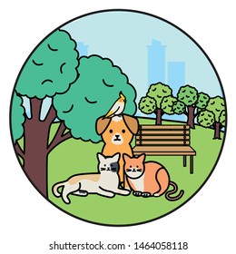 cute group of mascots in the park