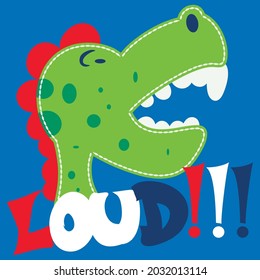 Cute growling dinosaur text and blue background