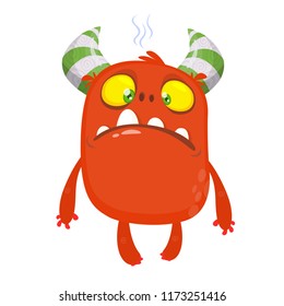 Cute grumpy cartoon monster character illustration