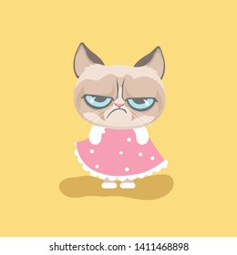 Cute grumpy cat in costume.