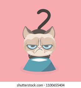 Cute grumpy cat. Vector Illustration.
