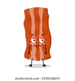 cute grumpy expression of bacon cartoon character
