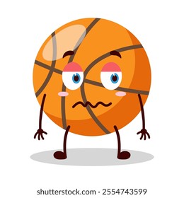 cute grumpy expression of basket ball cartoon character