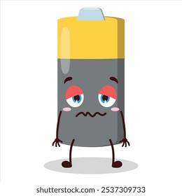 cute grumpy expression of battery character