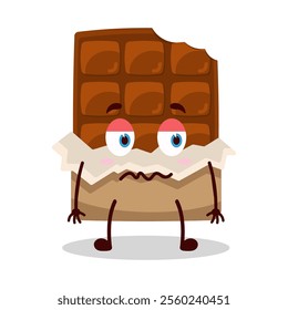 cute grumpy expression of bite chocolate bar character
