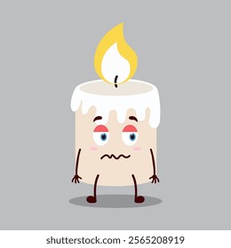 cute grumpy expression of candle cartoon character
