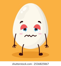 cute grumpy expression of chicken egg character