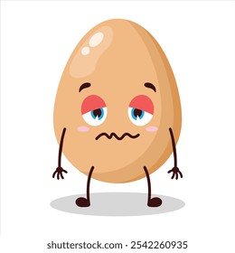 cute grumpy expression of chicken egg character