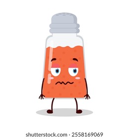 cute grumpy expression of chili powder cartoon character
