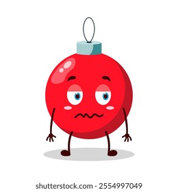 cute grumpy expression of Christmas ball cartoon character